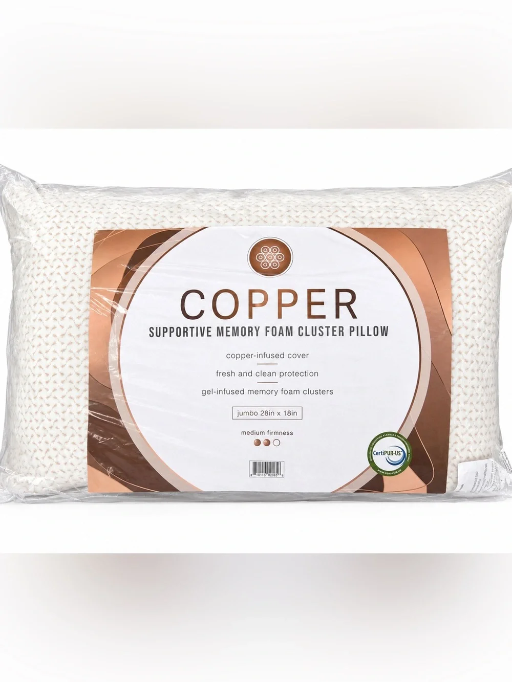 Copper Supportive Memory Foam Cluster Pillow - White/Cream